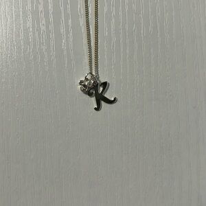 Silver Mickey Initial Necklace